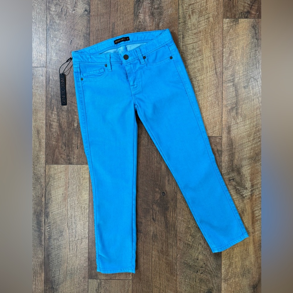Genetic Denim Flash Women's Bright Aqua Blue Cropped Jeans Size 27